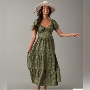 AE Floral Open Back Corset Midi Dress